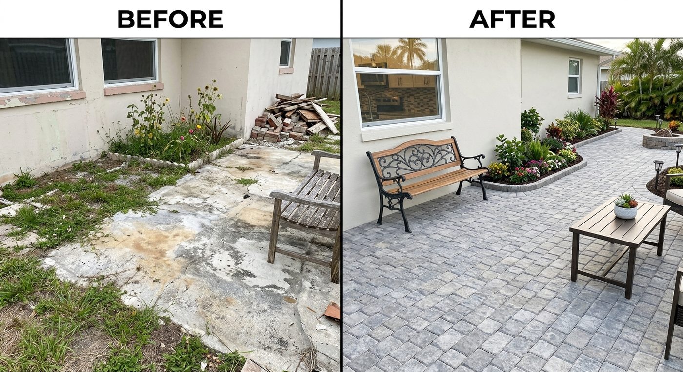 Service visualization: Side-yard paver patio