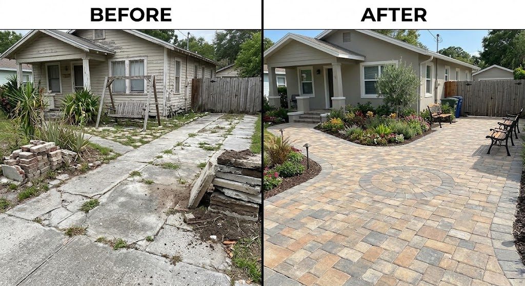 Service visualization: Front walkway with pavers